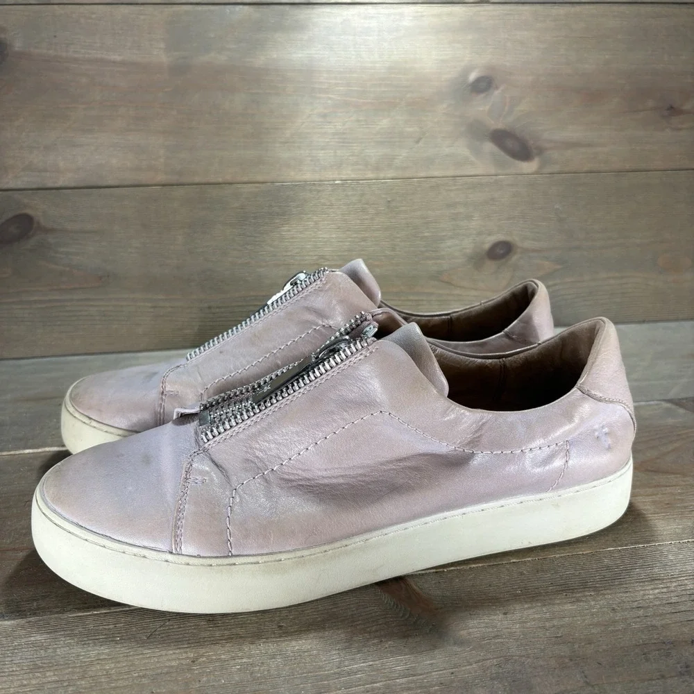 Frye Lena Zip Low Womens size 10 shoes pink Leather Platform sneakers